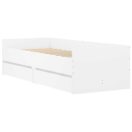 Sengestel med opbevaring Hvid 80 x 200 cm Konstrueret træ