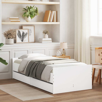 Sengestel med opbevaring Hvid 80 x 200 cm Konstrueret træ