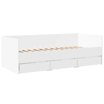 Sengestel med opbevaring Hvid 80 x 200 cm Konstrueret træ