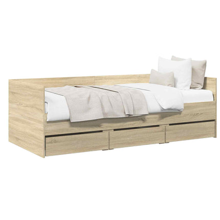 Sengestel med opbevaring Sonoma-eg 80 x 200 cm Konstrueret træ