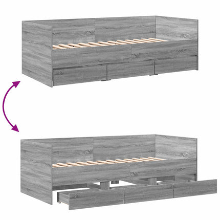Sengestel med opbevaring Grå Sonoma 80 x 200 cm Konstrueret træ