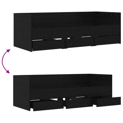 Sengestel med opbevaring Sort eg 80 x 200 cm Konstrueret træ