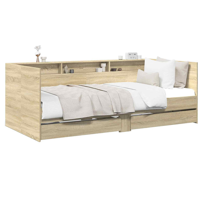 Daybed med skuffe med hylde Sonoma-eg Konstrueret træ