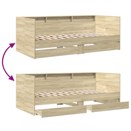 Sengestel med opbevaring Sonoma-eg 80 x 200 cm Konstrueret træ