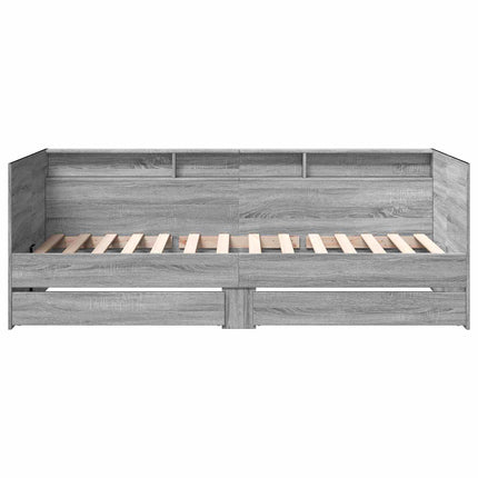 Sengestel med opbevaring Grå Sonoma 80 x 200 cm Konstrueret træ