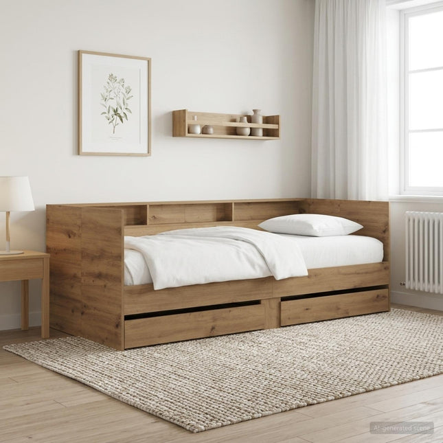 Daybed med skuffe med hylde Artisan-eg Konstrueret træ