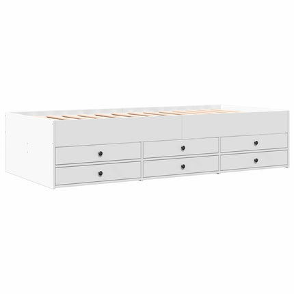 Sengestel med opbevaring Hvid 80 x 200 cm Konstrueret træ