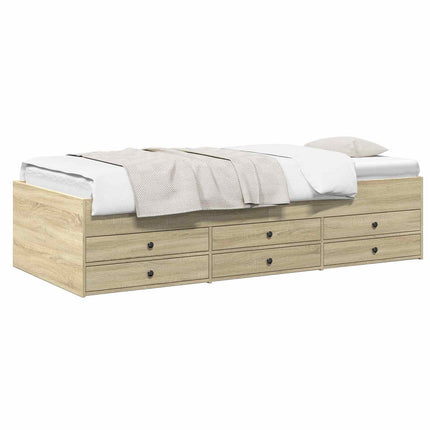 Sengestel med opbevaring Sonoma-eg 80 x 200 cm Konstrueret træ