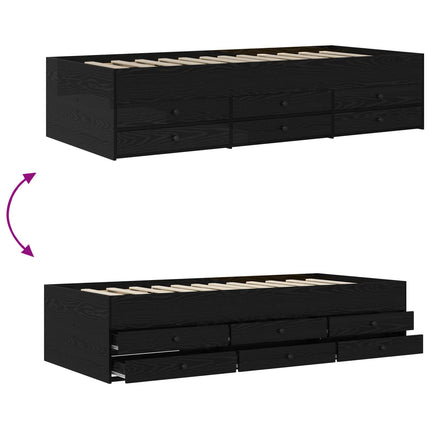 Sengestel med opbevaring Sort eg 80 x 200 cm Konstrueret træ