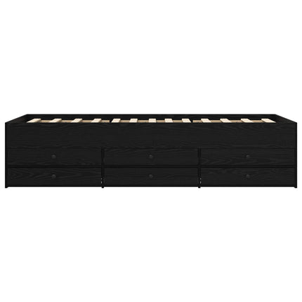 Sengestel med opbevaring Sort eg 80 x 200 cm Konstrueret træ