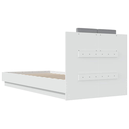 Senge ramme med LED Hvid 80 x 200 cm Konstrueret træ