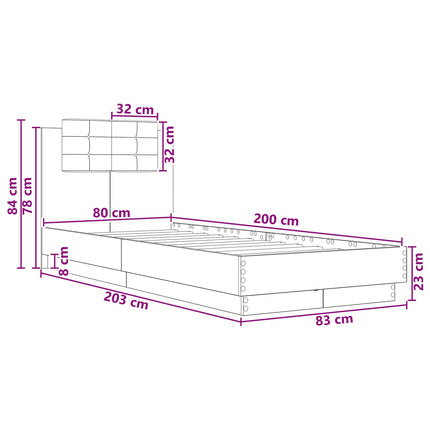Senge ramme med LED Røget eg 80 x 200 cm Konstrueret træ