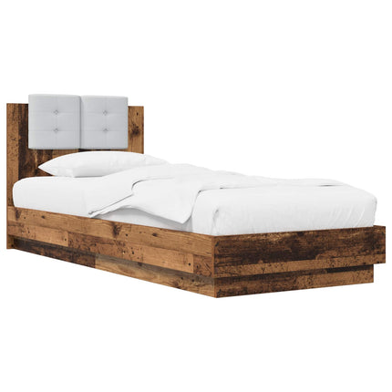 Senge ramme med LED Gammelt træ 80 x 200 cm Konstrueret træ
