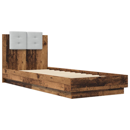 Senge ramme med LED Gammelt træ 80 x 200 cm Konstrueret træ