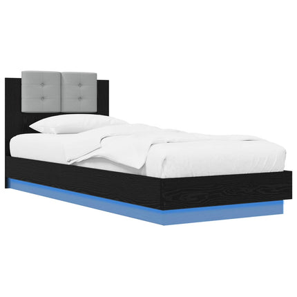Senge ramme med LED Sort eg 80 x 200 cm Konstrueret træ
