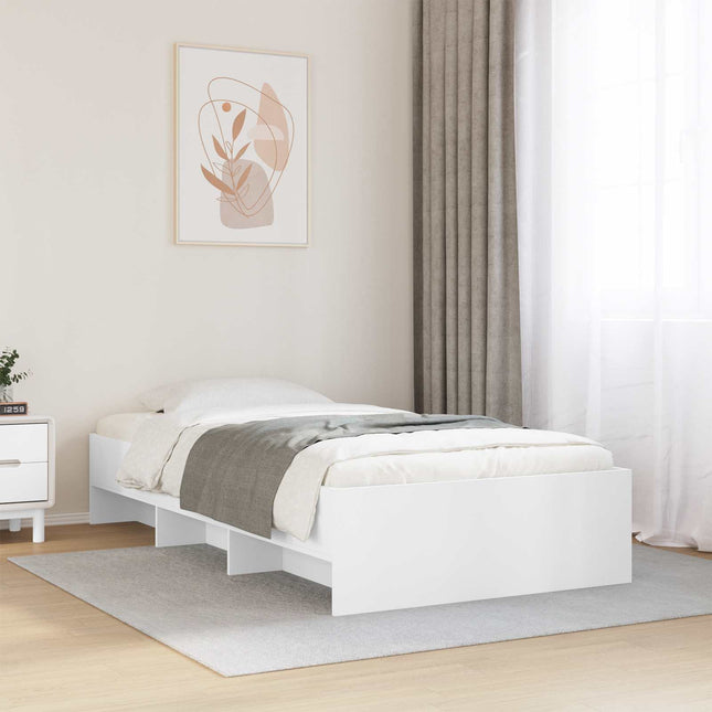 Sengestel med hylde Hvid 80 x 200 cm Konstrueret træ
