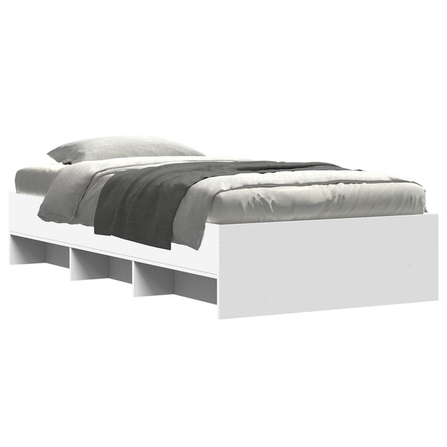 Sengestel med hylde Hvid 80 x 200 cm Konstrueret træ