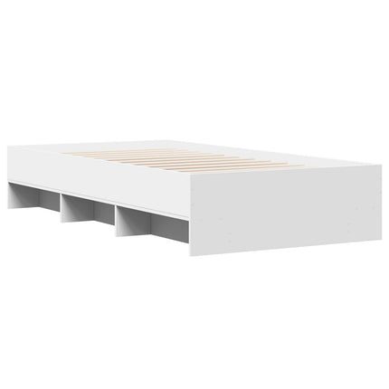 Sengestel med hylde Hvid 80 x 200 cm Konstrueret træ