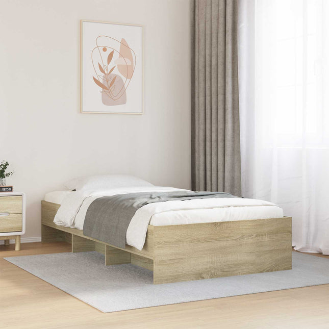 Sengestel med hylde Sonoma-eg 80 x 200 cm Konstrueret træ