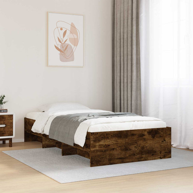 Sengestel med hylde Røget eg 80 x 200 cm Konstrueret træ