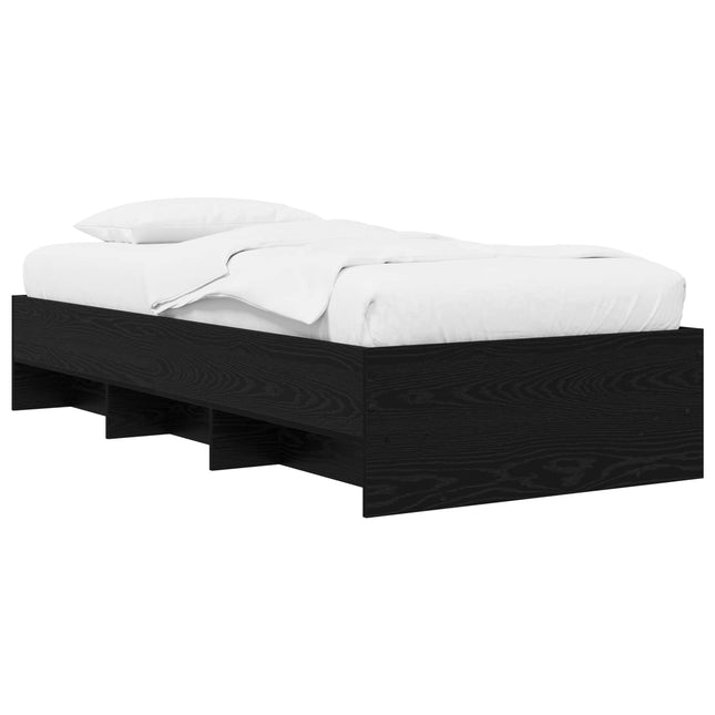 Sengestel med hylde Sort eg 80 x 200 cm Konstrueret træ