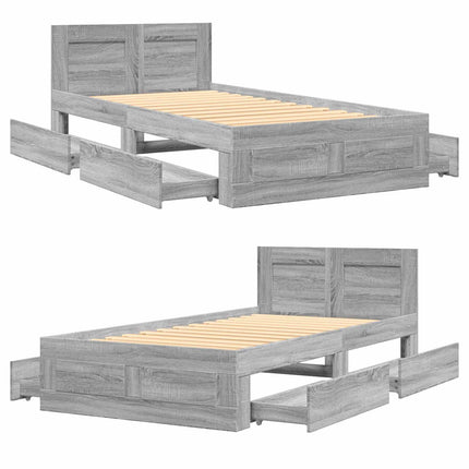 Sengestel med hovedgærde Grå Sonoma 80 x 200 cm Konstrueret træ