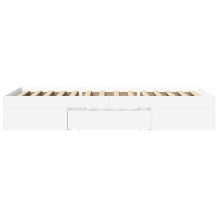 Sengestel med opbevaring Hvid 80 x 200 cm Konstrueret træ