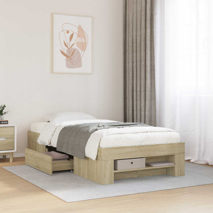Sengestel med opbevaring Sonoma-eg 80 x 200 cm Konstrueret træ