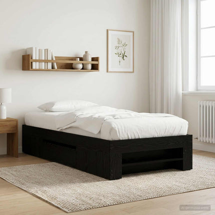 Sengestel med opbevaring Sort eg 80 x 200 cm Konstrueret træ