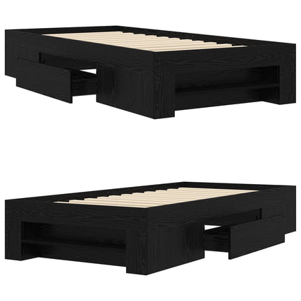 Sengestel med opbevaring Sort eg 80 x 200 cm Konstrueret træ