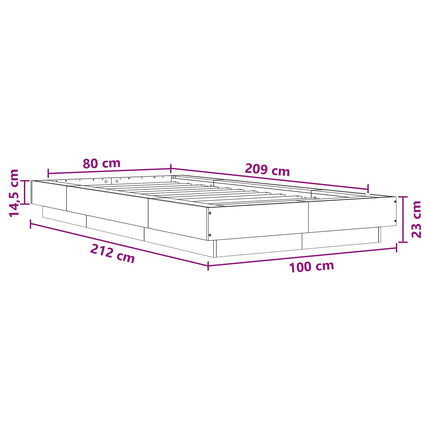 Gulvsengramme Sort eg 80 x 210 cm Konstrueret træ