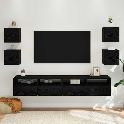 Vægmonteret TV Skab Vægmonteret 4 pcs Sort eg 30,5 x 30 x 30 cm