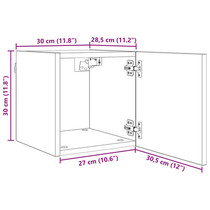 Vægmonteret TV Skab Vægmonteret 4 pcs Sort eg 30,5 x 30 x 30 cm