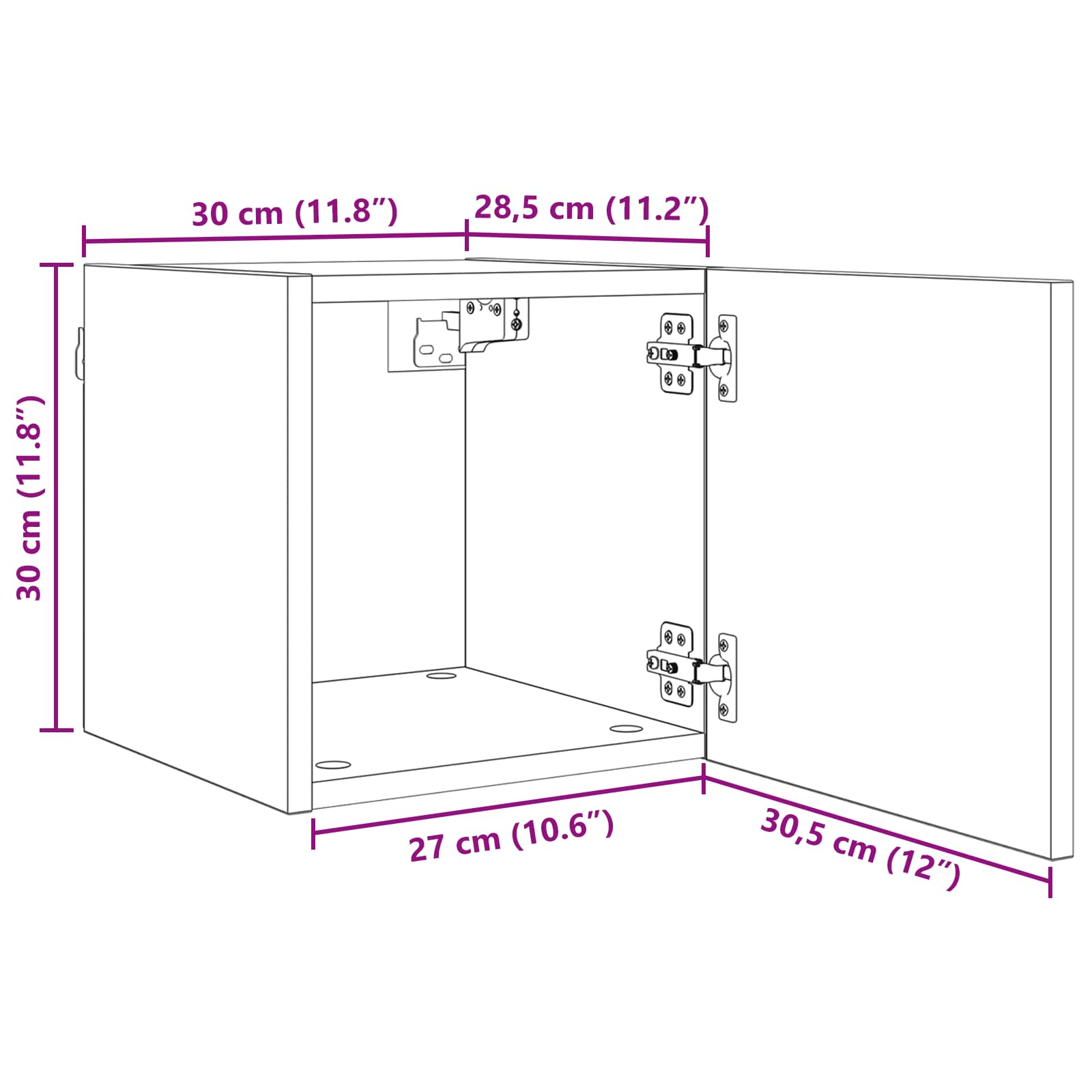 Vægmonteret TV Skab Vægmonteret 4 pcs Sort eg 30,5 x 30 x 30 cm