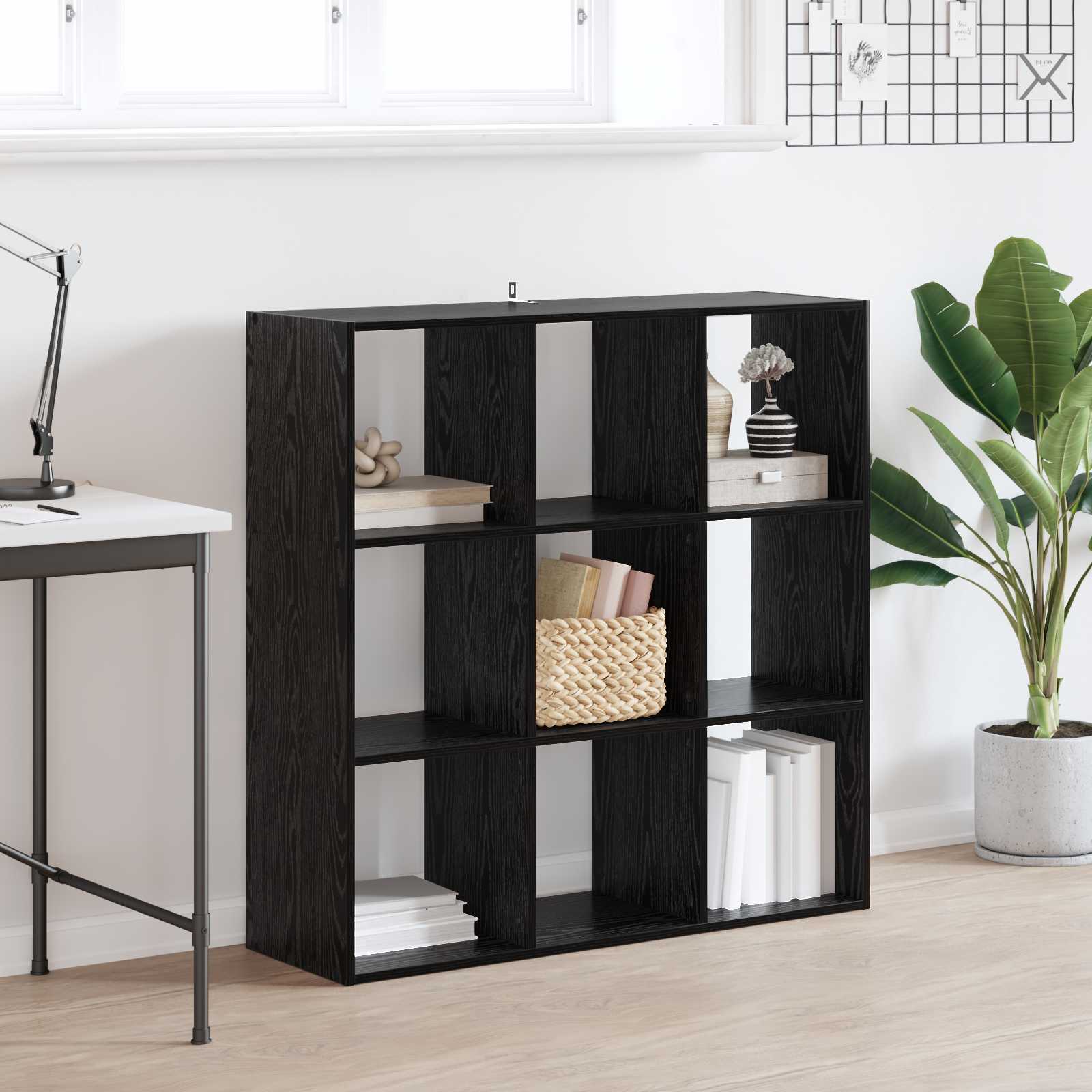 Bogreol Konstrueret Træ - Sort Eg / 102 x 32 x 102 cm