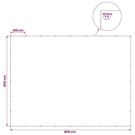 Presenning med øjer Lysegrå 6 x 8 m 90 gsm PE