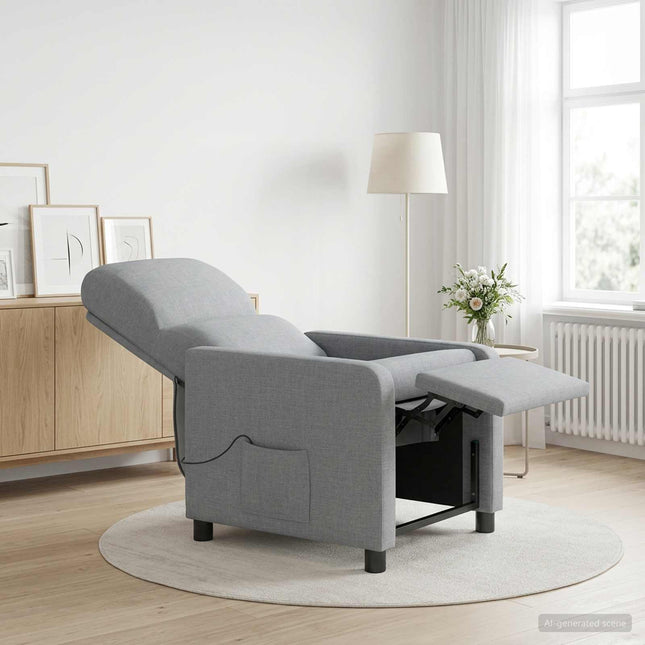Massage Lænestol Lysegrå Stof