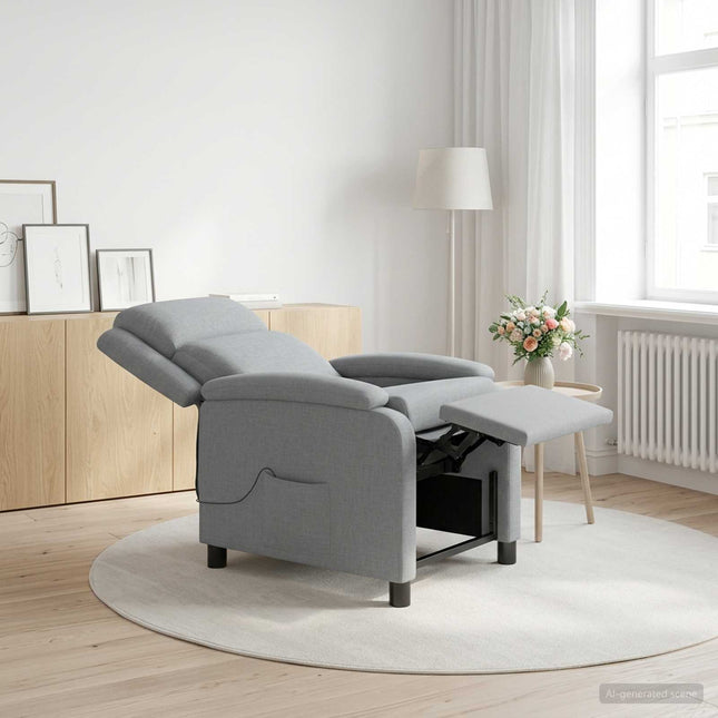 Massage Lænestol Lysegrå Stof