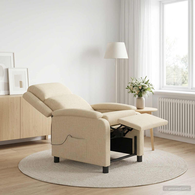 Massage Lænestol Cremefarvet Stof