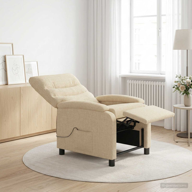 Massage Lænestol Cremefarvet Stof