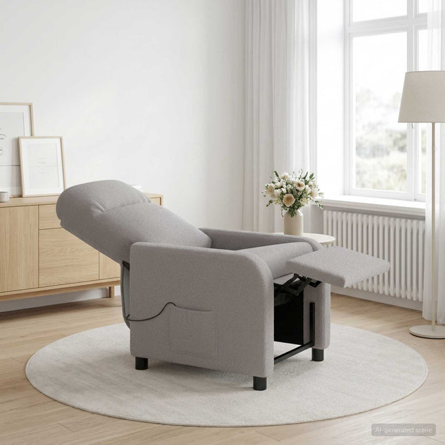 Massage Lænestol Lysegrå Bouclé