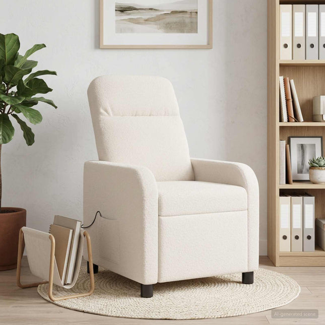 Massage Lænestol Cremefarvet Bouclé