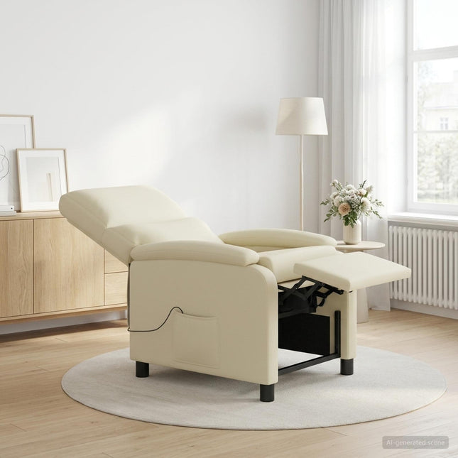 Massage Lænestol Cremefarvet Kunstlæder