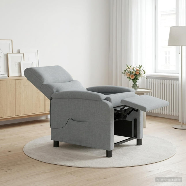 Massage Lænestol Lysegrå Stof