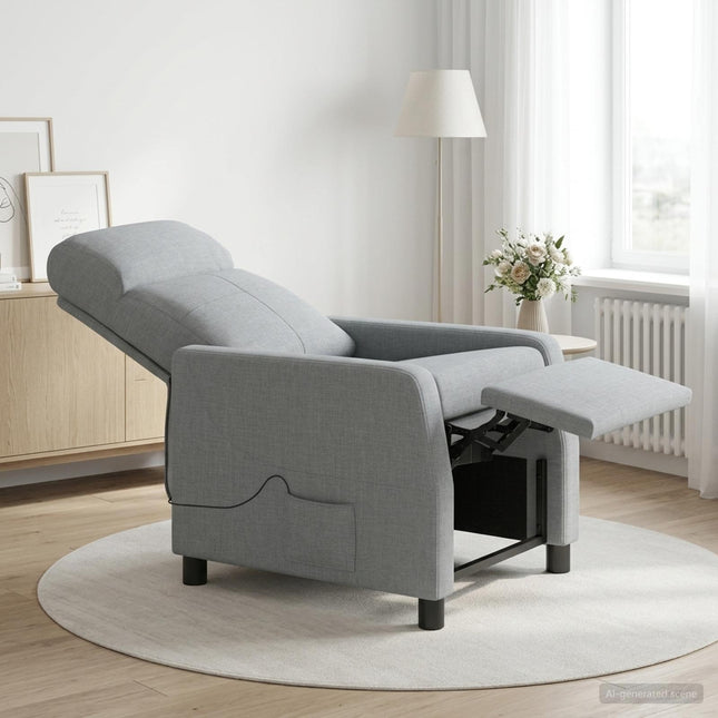 Massage Lænestol Lysegrå Stof