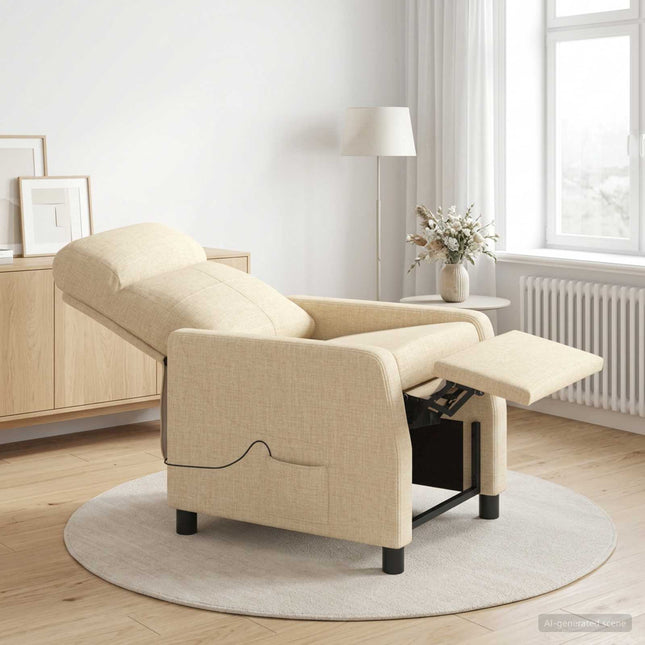 Massage Lænestol Cremefarvet Stof
