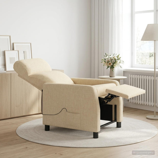 Massage Lænestol Cremefarvet Stof
