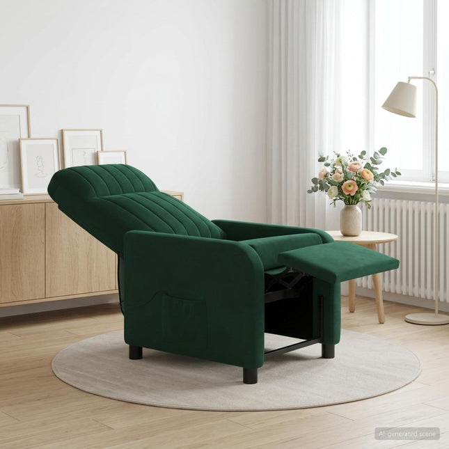 Massage Lænestol Mørkegrøn Velour (V)