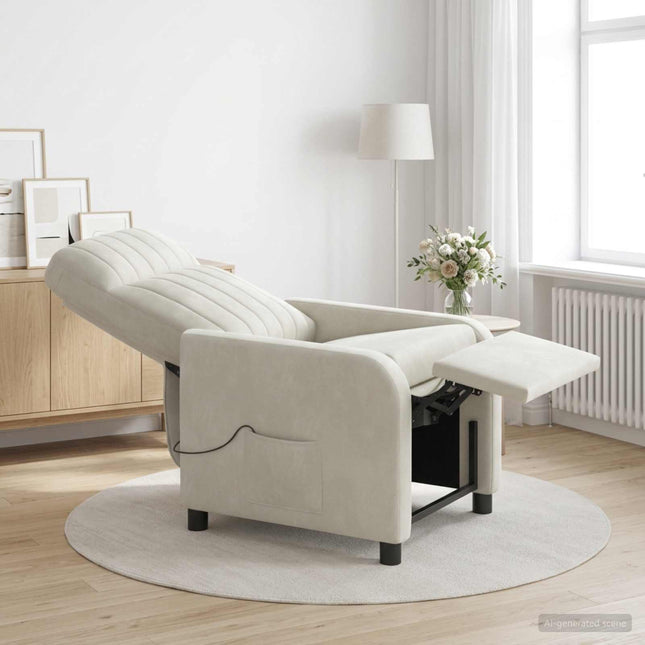 Massage Lænestol Cremefarvet Velour (V)