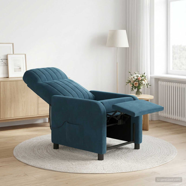 Massage Lænestol Blå Velour (V)